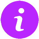 icon of a white i in italics with a light purple background - a logo that indicates info