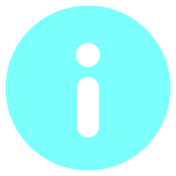icon of a white i in bold with a light blue background - a logo that indicates info