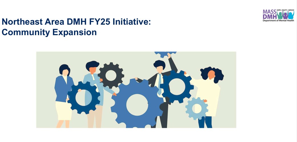 Northeast Area DMH FY25 Initiative - Community Expansion presentation from July Planning Council meeting - women dressed for office - turning gears together